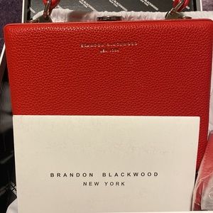 Brand New: Brandon Blackwood Kendrick Box Trunk Red Bag with Silver hardware